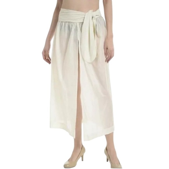 NEW SPANX Cream Swim Coverup Skirt Lightweight Cotton Side Slits Size Large/ XL - Picture 1 of 8